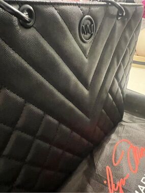 Marilyn Monroe Quilted Black Shoulder Bag with MM Logo